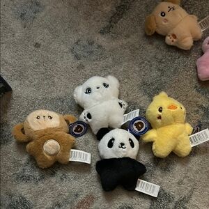 Adorable Plush Animal Toys Set - White, Black, Brown, Yellow